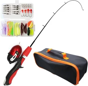 Kids Fishing Pole Set, 1 Set Kids Telescopic Fishing Rod with Reel Combo Kit, Bait, Spinning Reel & Hooks, Kids Fishing Rod for Children Beginners(Red)