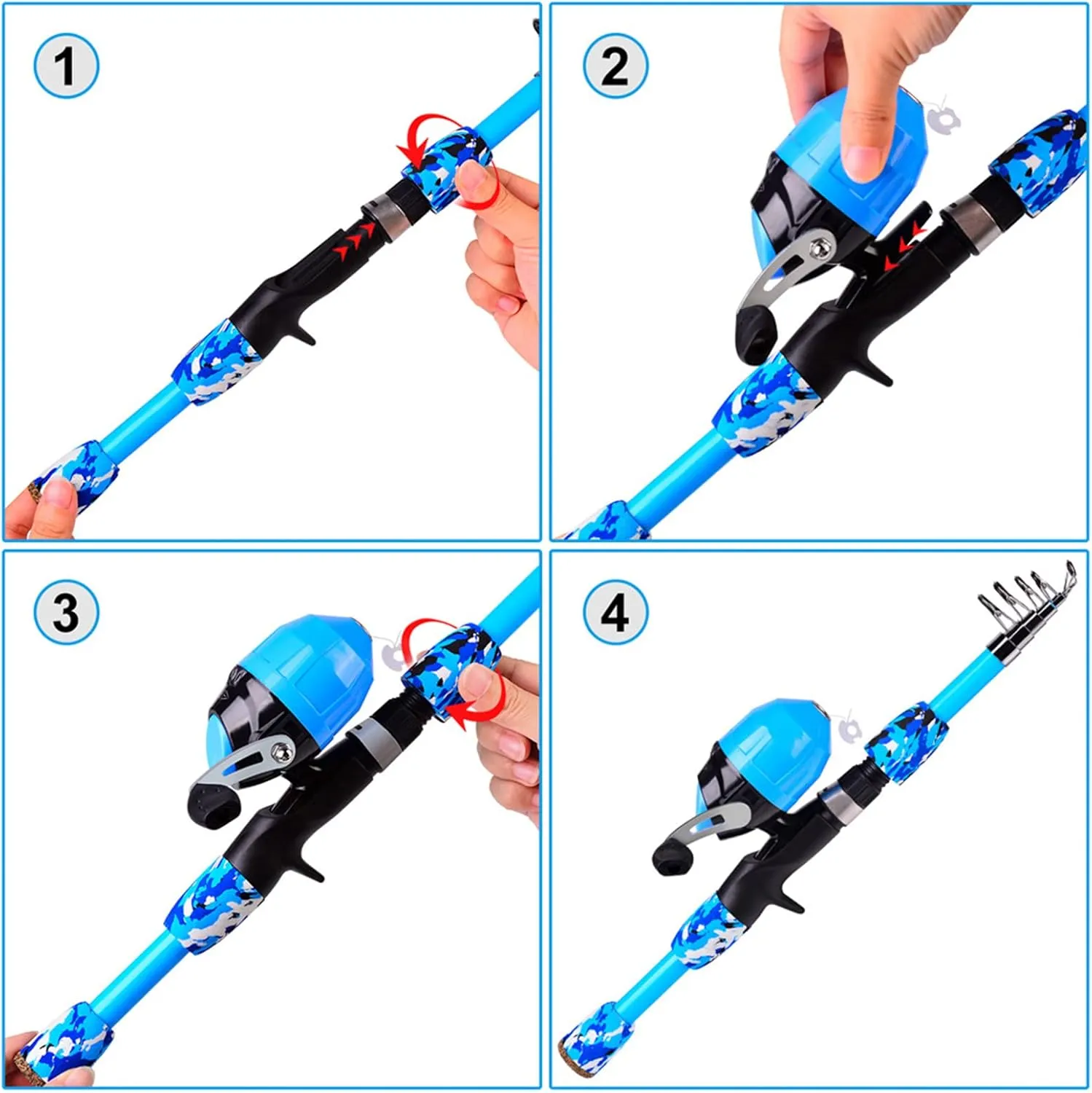 Kids Spincast Reel and Fishing Rod Combo, Kids Fishing Pole Kit, Fishing Tackle Box, Kids Fishing Gear, Spinning Reel Lures Accessories, Tangle-Free Design, Oversized Reel Handle