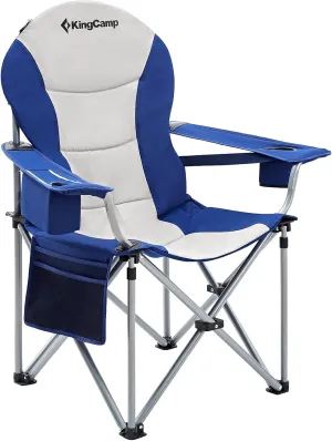 KingCamp Folding Camping Chair Oversized Portable Padded Outdoor Chair with Lumbar Back Support, Heavy-Duty with Cooler Bag & Cup Holder & Side Pocket & Carry Bag