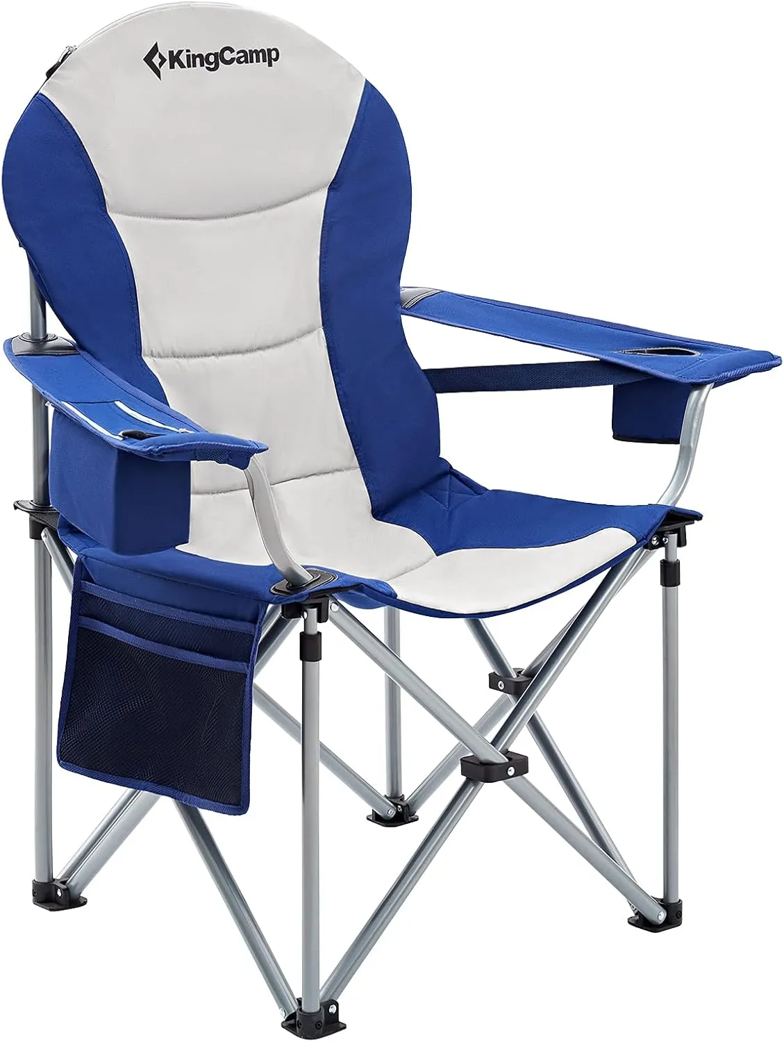 KingCamp Folding Camping Chair Oversized Portable Padded Outdoor Chair with Lumbar Back Support, Heavy-Duty with Cooler Bag & Cup Holder & Side Pocket & Carry Bag