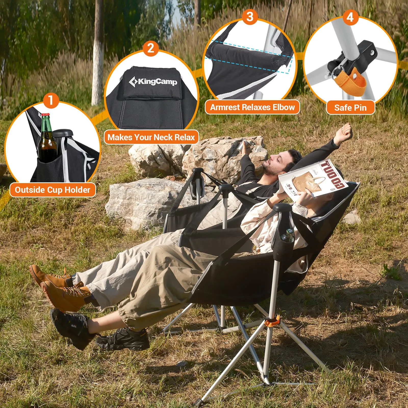 KingCamp ORCHID C30 Double Hammock Camping Chairs with Adjustable Seat