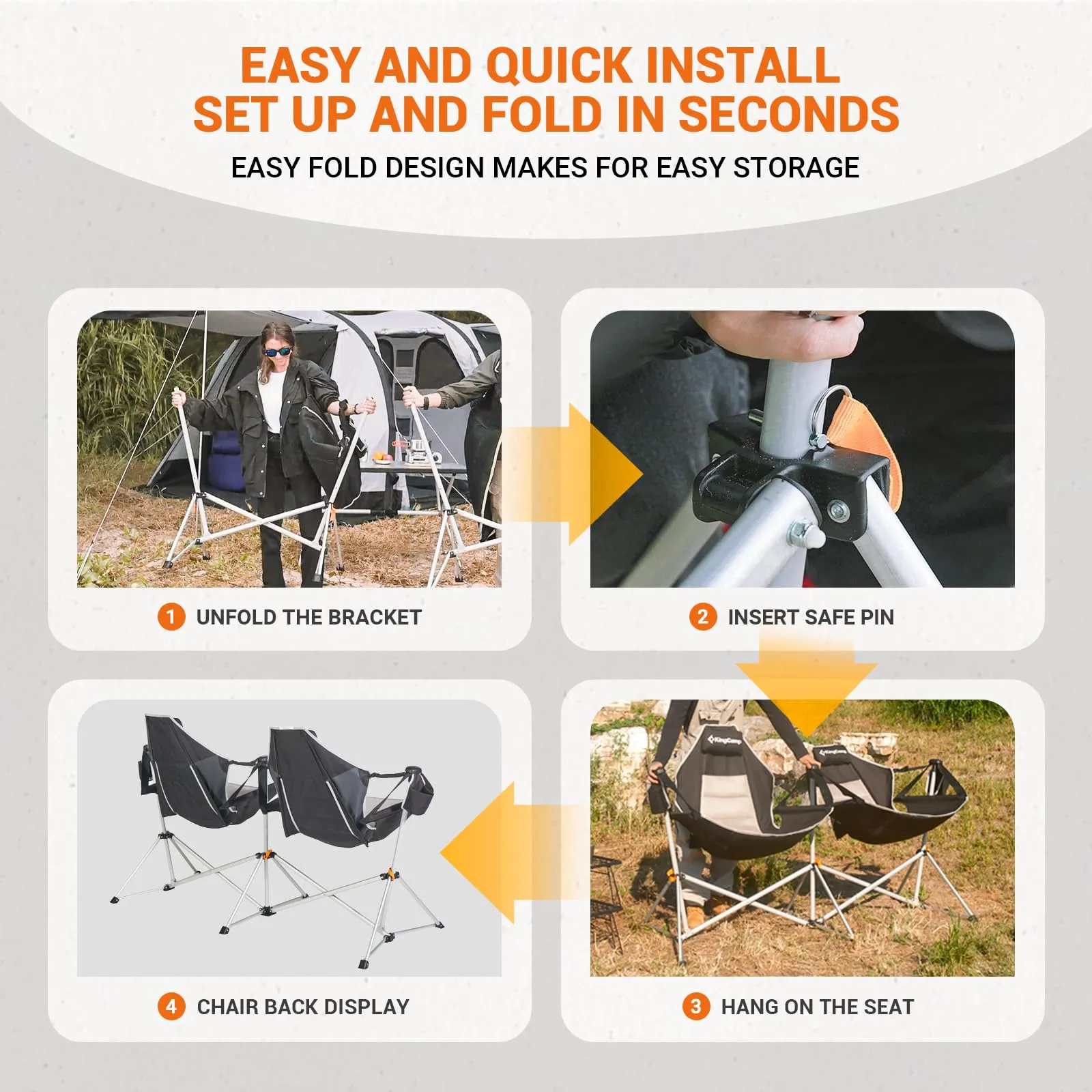 KingCamp ORCHID C30 Double Hammock Camping Chairs with Adjustable Seat