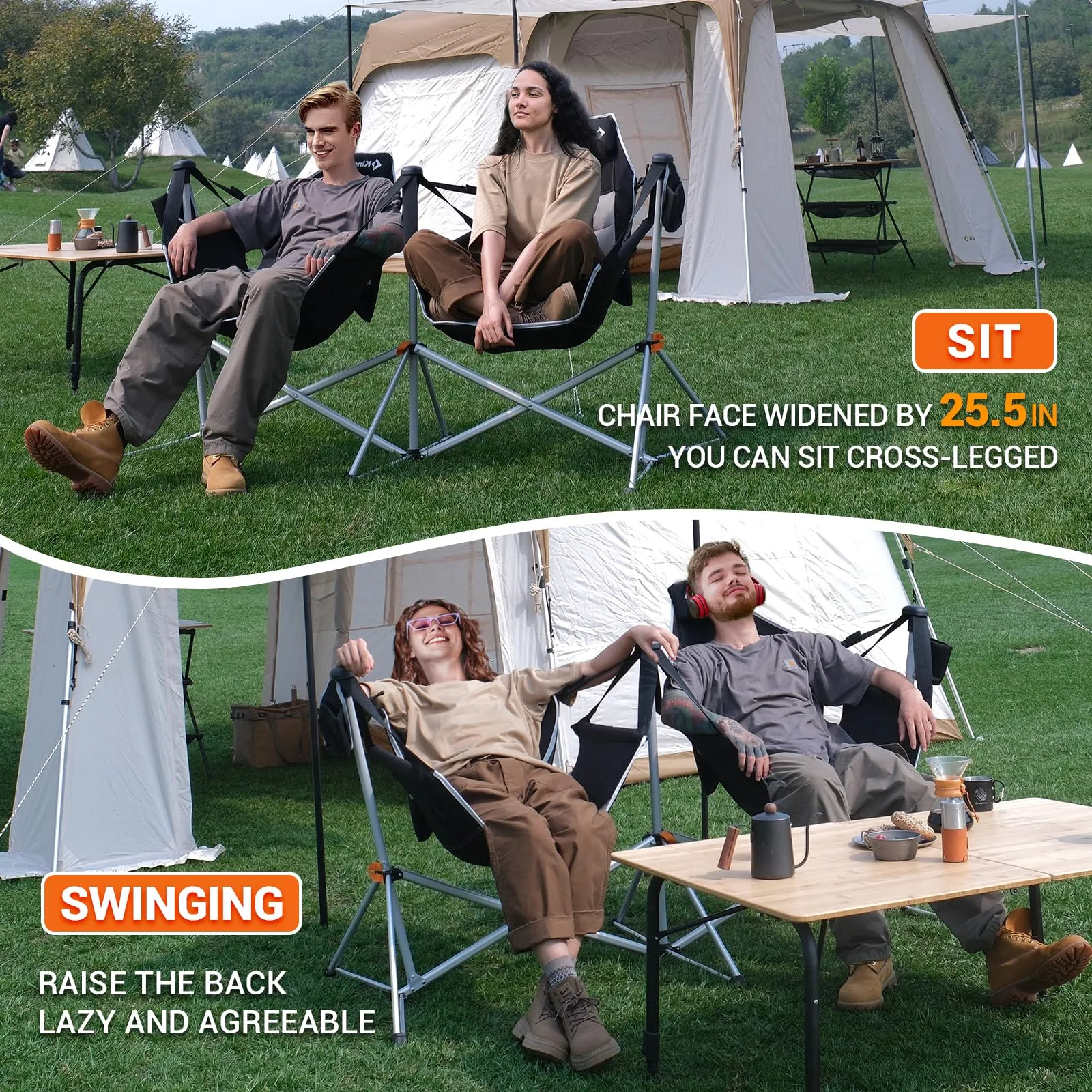 KingCamp ORCHID C30 Double Hammock Camping Chairs with Adjustable Seat
