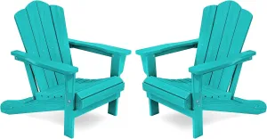 KINGYES Folding Adirondack Chair Set of 2, HDPE All-Weather Folding Adirondack Chair, Aruba