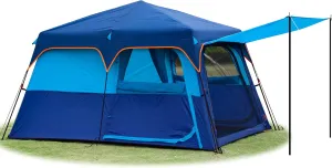 KTT Instant Tent 6-8 Person(C),Large Family Cabin Tents,Automatic Tent Build Quickly in 60S,2 Rooms,2 Top Windows,3 Doors and 3 Windows with Mesh,Waterproof,Big Tents for Outdoor,Picnic,Camping