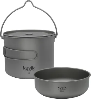 Kuvik 1600ml (54 oz) Titanium Pot with Bail Handle & 650ml (22 oz) Titanium Bowl Bundle