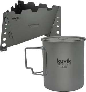 Kuvik Titanium Solid Fuel Stove & 750ml (25.4 oz) Titanium Pot Bundle