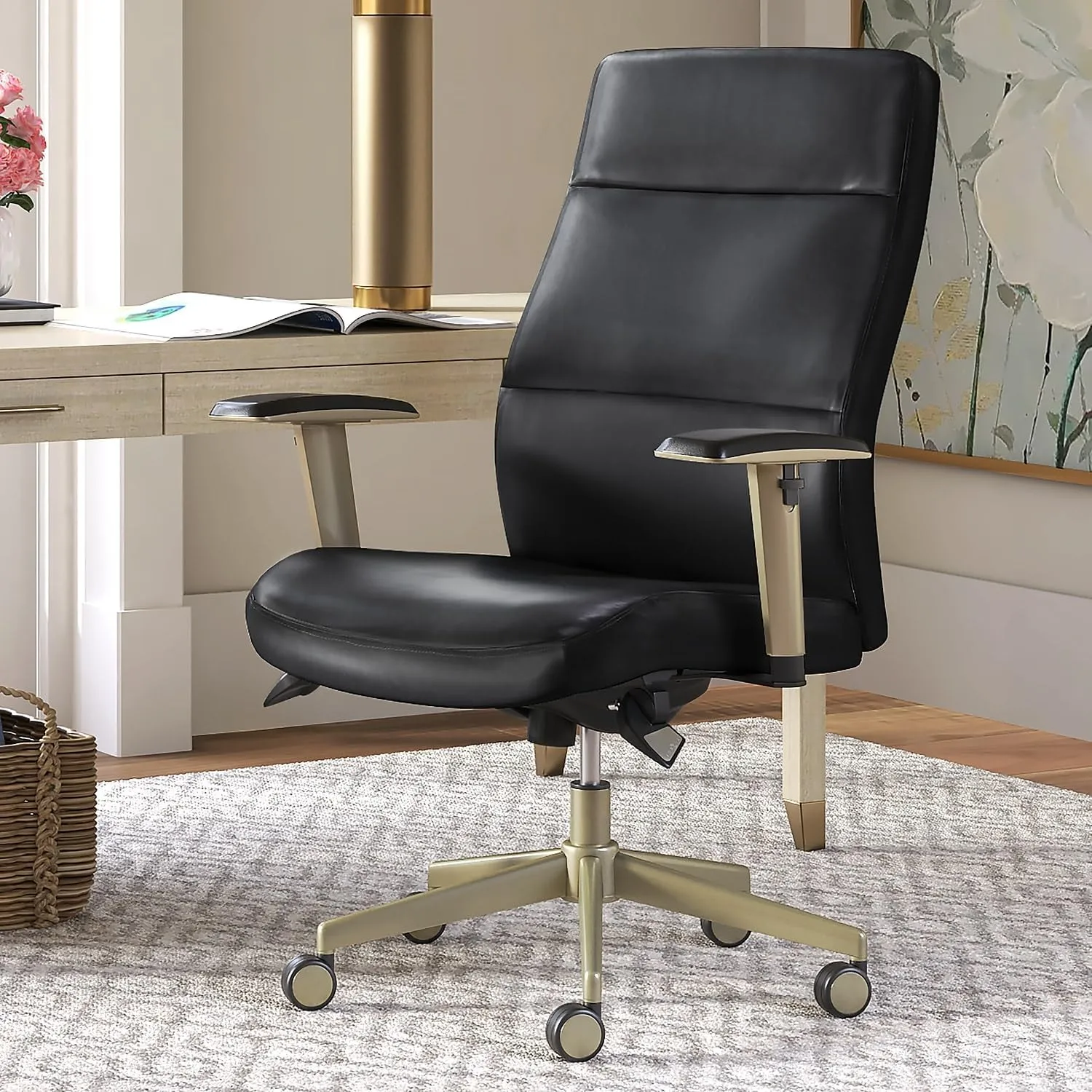 La-Z-Boy Baylor Ergonomic Faux Leather Swivel Executive Chair, Black (CHR10085B)