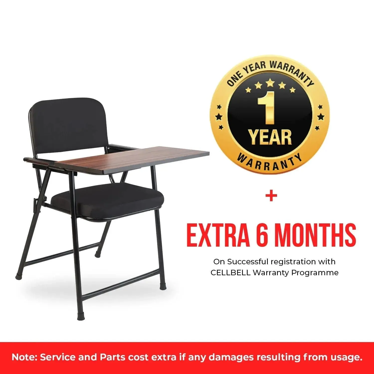 Laika C62 Folding Study Chair with Cushion and Writing Pad