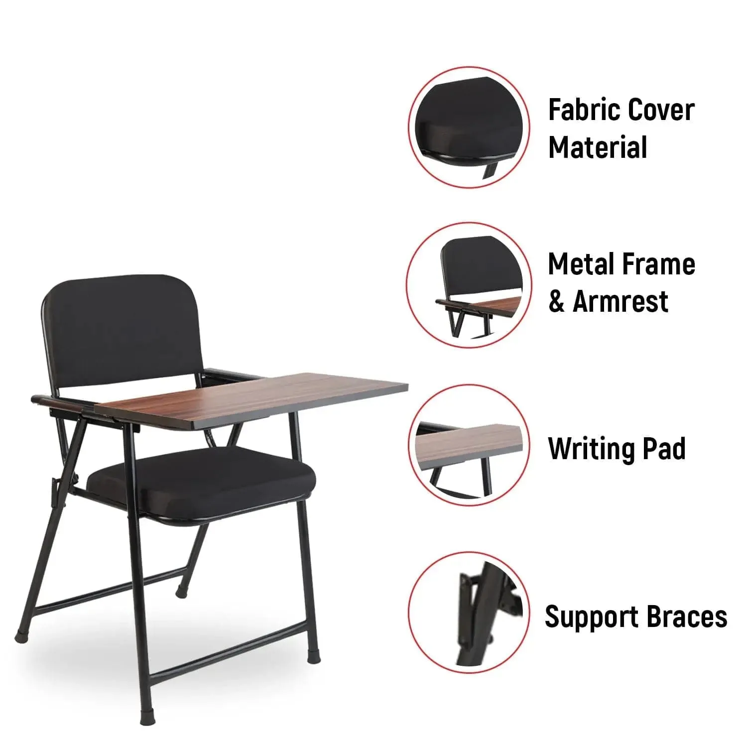 Laika C62 Folding Study Chair with Cushion and Writing Pad