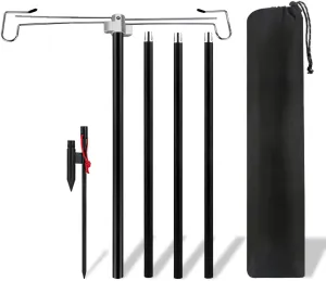 Lantern Stand Pole 25/73in Adjustable Portable Lamp Stand Hook Collapasible Light Stand Holder for Camping Fishing Picnic BBQ Outdoor Activities