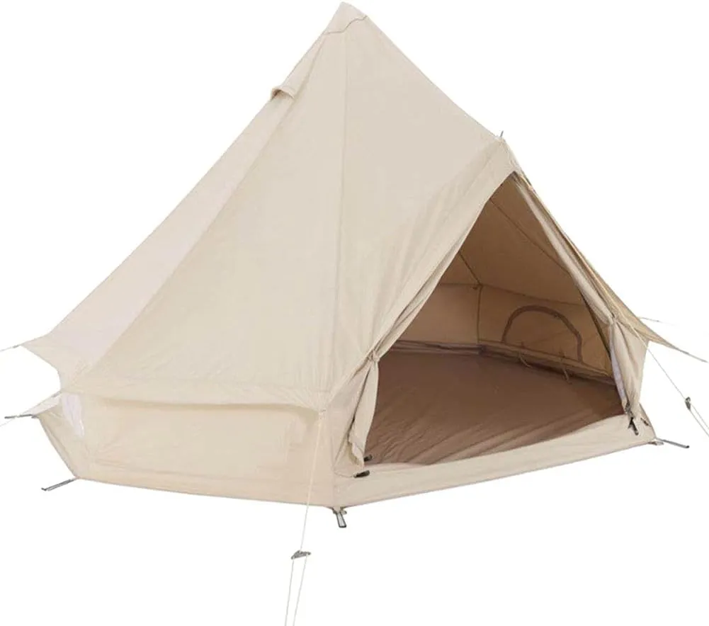 Large Camping Tent Bell Tent with Stove Hole Canvas Tents Yurt Tent 4 Season Indian Tent for Family Camping Outdoor Hunting (5M) (5M)