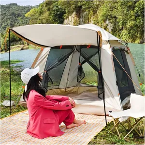 Large Family Tent 4 People Waterproof, Popup Tent Waterproof Practical and Stable Camping Tent Ideal for Camping in The Garden