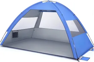 Large Folding Beach Tent Portable Sun Shade Shelter for Family Camping and for People Includes Storage Bags and Sandbags for Stability