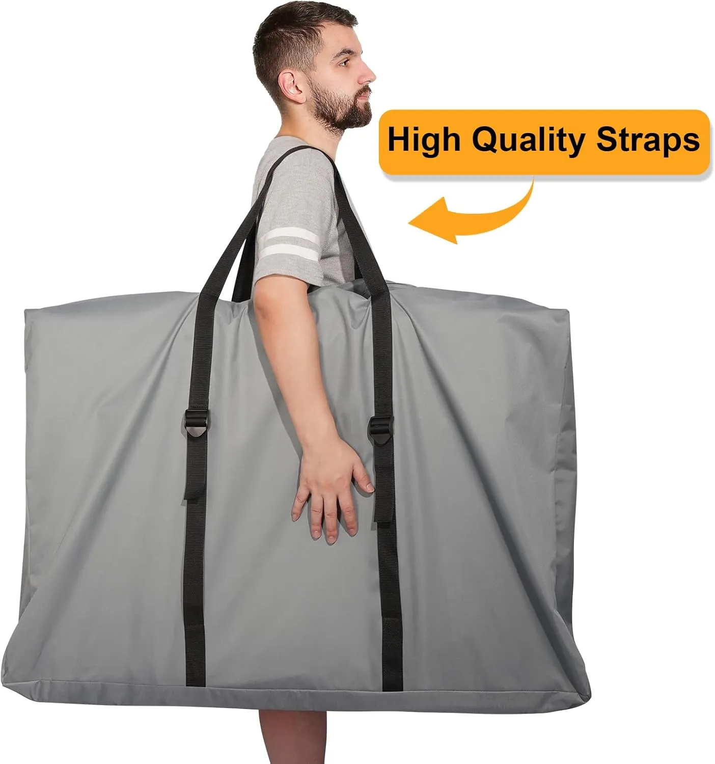 Large Outside Folding Chair Storage Bag with Zipper and Handles, 600D Folding Chair Carry Bag for Zero Gravity Chair Cover, Portable Folding Lounge Chair Carrying Bags, 43" L x 11" W x 29" H (Gray)