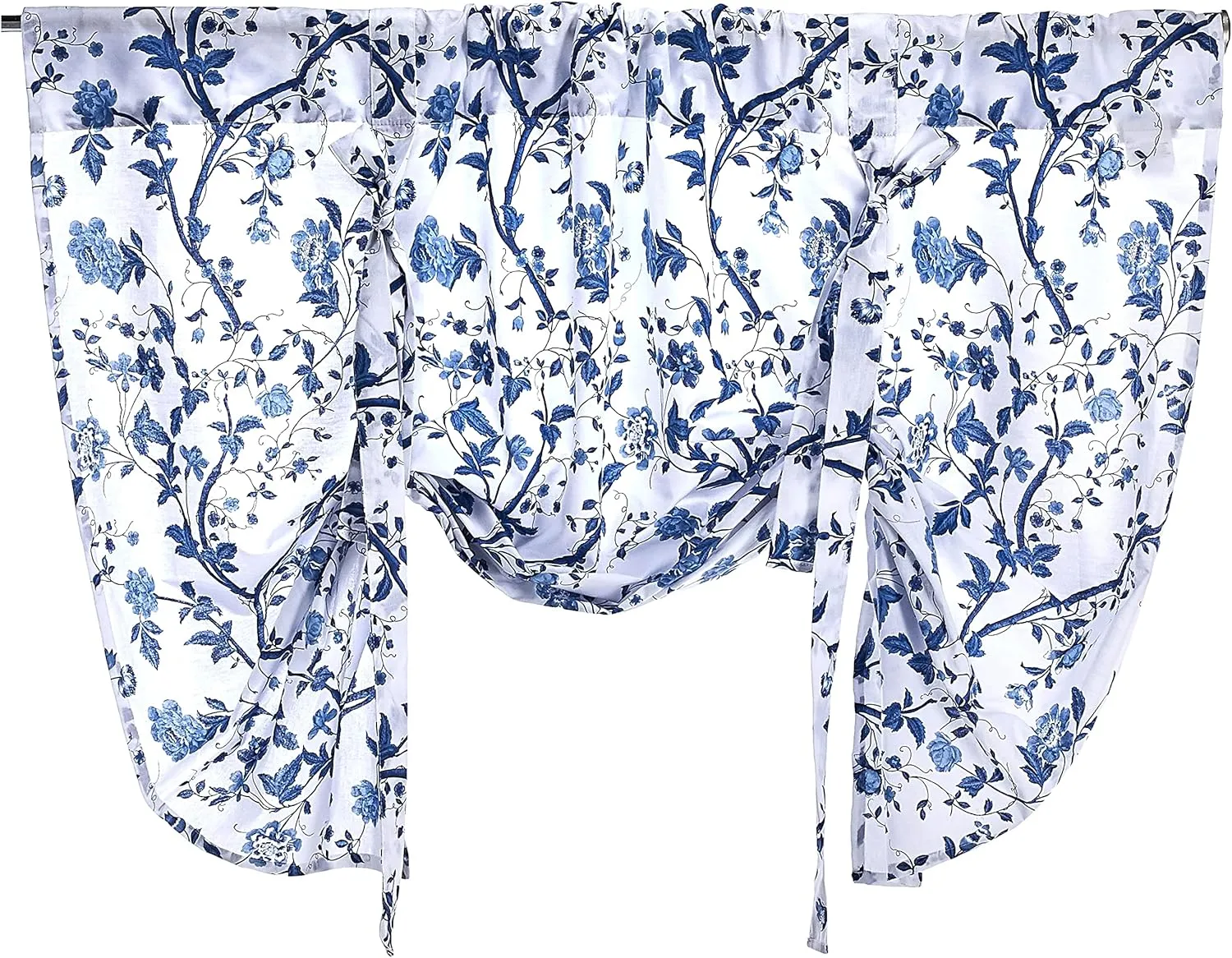 Laura Ashley Home - Cotton Pole Top Valance, Stylish & Lightweight Window Treatment for Home Decor (Elise Blue, 50" x 25")