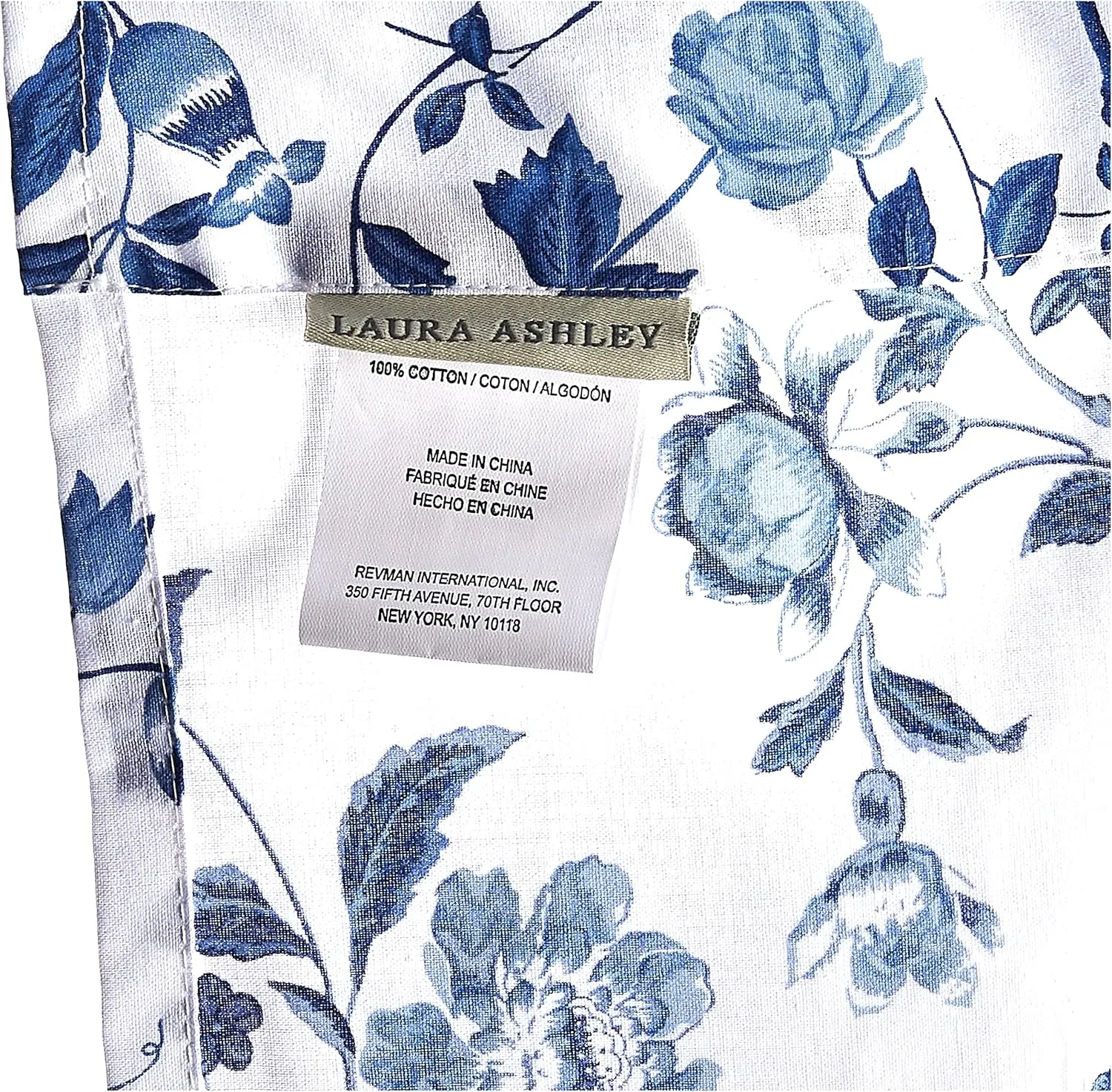 Laura Ashley Home - Cotton Pole Top Valance, Stylish & Lightweight Window Treatment for Home Decor (Elise Blue, 50" x 25")
