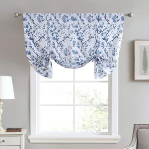 Laura Ashley Home - Cotton Pole Top Valance, Stylish & Lightweight Window Treatment for Home Decor (Elise Blue, 50" x 25")