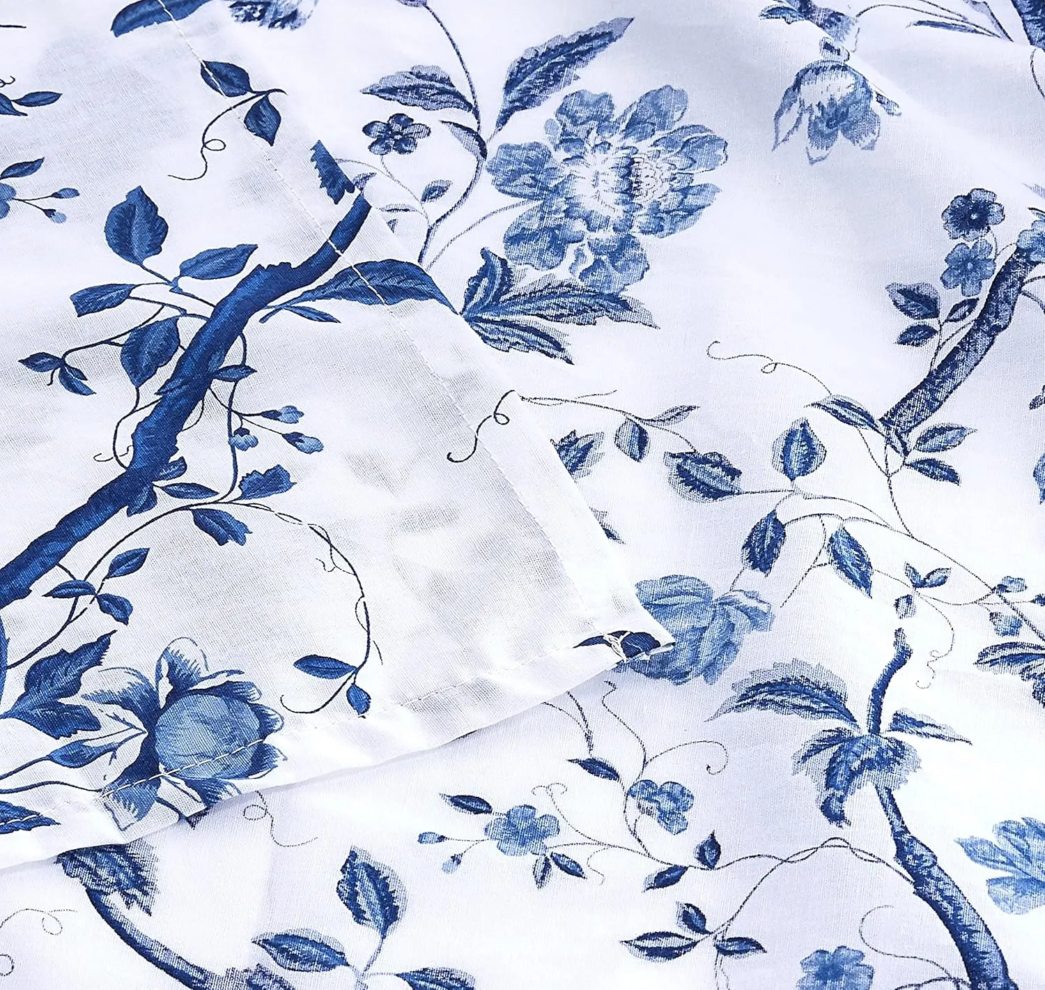 Laura Ashley Home - Cotton Pole Top Valance, Stylish & Lightweight Window Treatment for Home Decor (Elise Blue, 50" x 25")