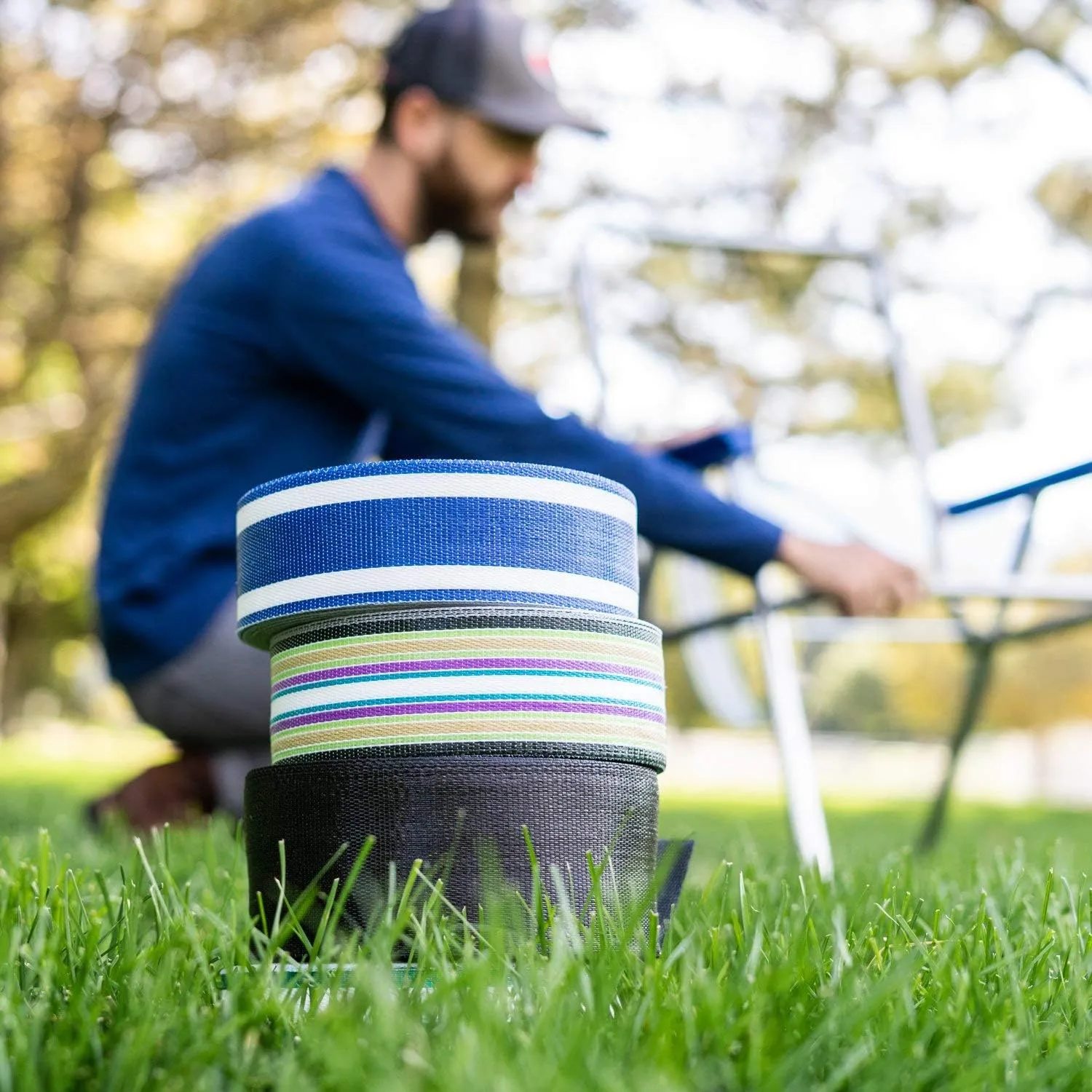 Lawn Chair USA Replacement Lawn Chair Webbing - Webbing for Lawn Chairs, Beach and Camping. UV-Resistant Webbing Strap Made with Durable Polypropylene (3" x 150', Sea Island White)
