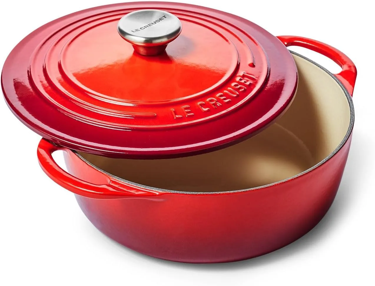 Le Creuset Enameled Cast Iron Shallow Round Oven, 2.75 Qt., Cerise