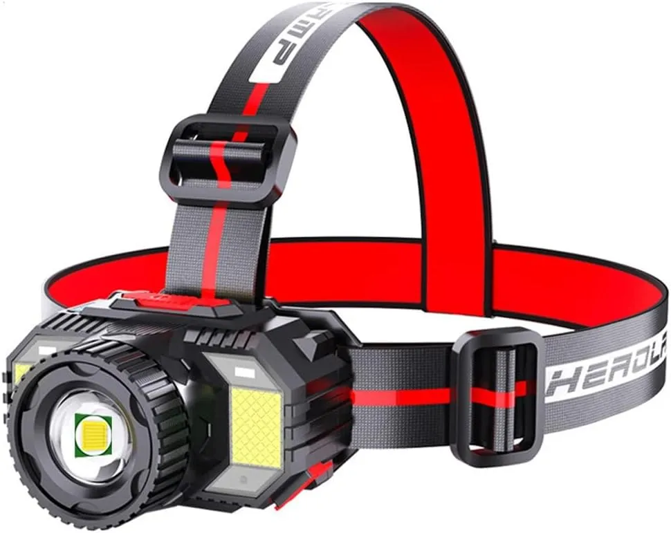 LED Bright Headlight Head-Mounted USB Rechargeable Zoom Induction Headlight Outdoor Adventure Camping Torch (Color : Yellow Light)