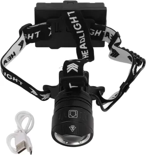 LED Headlamp Head Torch Powerful Rechargeable Headlight Super Bright Waterproof Portable Headlight USB Rechargeable Head Lamp for Outdoor Night Running