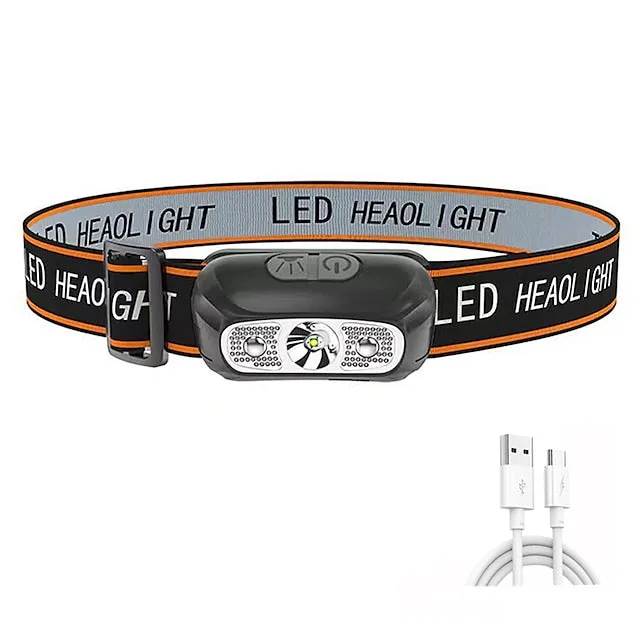 LED Headlamp Rechargeable Induction Sensor Waterproof Headlight Flashlight Ultra-light Lamp Body Used for Cycling Camping Etc. Shustar