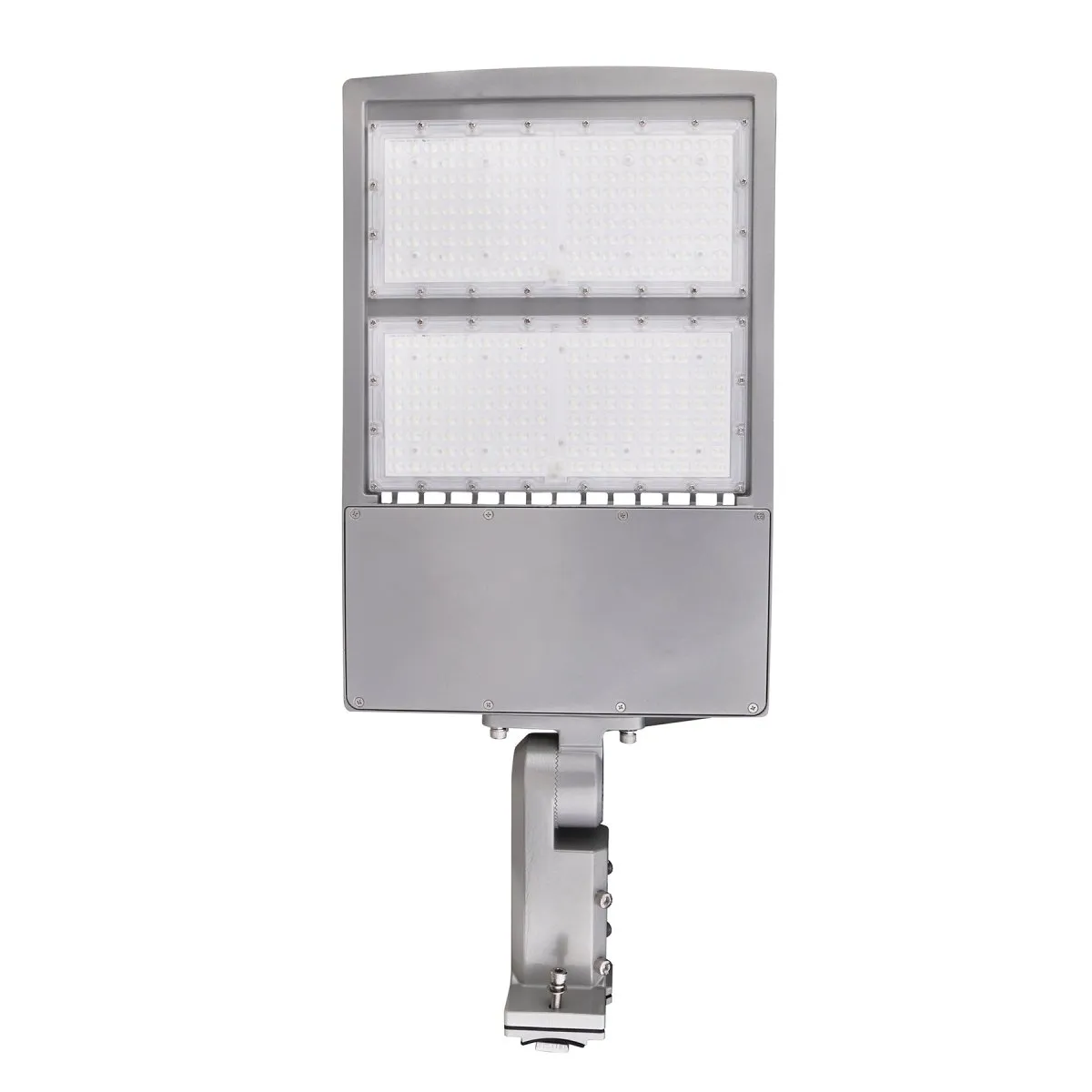 LED Pole Light with Dusk to Dawn Photocell, 300W/240W/200W Wattage Adjustable, 5700K, 133 LM/W, Universal Mount (Adjustable Slip Fitter   Wall Mount), Silver, IP65 Waterproof, AC100-277V, LED Parking Lot Lights - Outdoor Commercial Area Street Lighting,