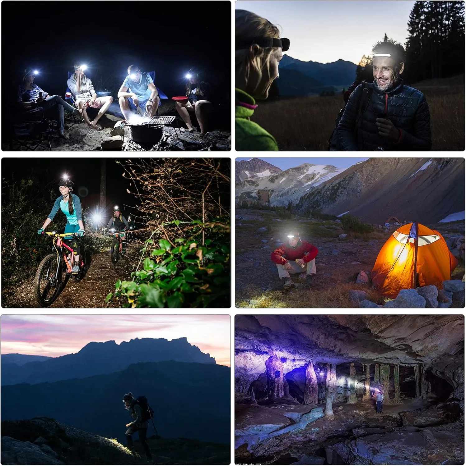 LED Rechargeable Headlamp, Adults Waterproof Strip Lamp Head Lamp, 230° Wide Beam Headlamps Flashlights, Camping Lightweight Headlamps, 5 Modes Motion Sensor for Outdoor Running, Fishing, Hiking