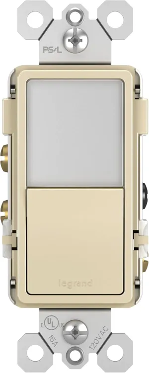 Legrand radiant NTL873ICC6 15 Amp Combination Adjustable LED Night Light and 3-Way Decorator Rocker Switch for Hallways or Kids Bedrooms, Ivory (1 Count)