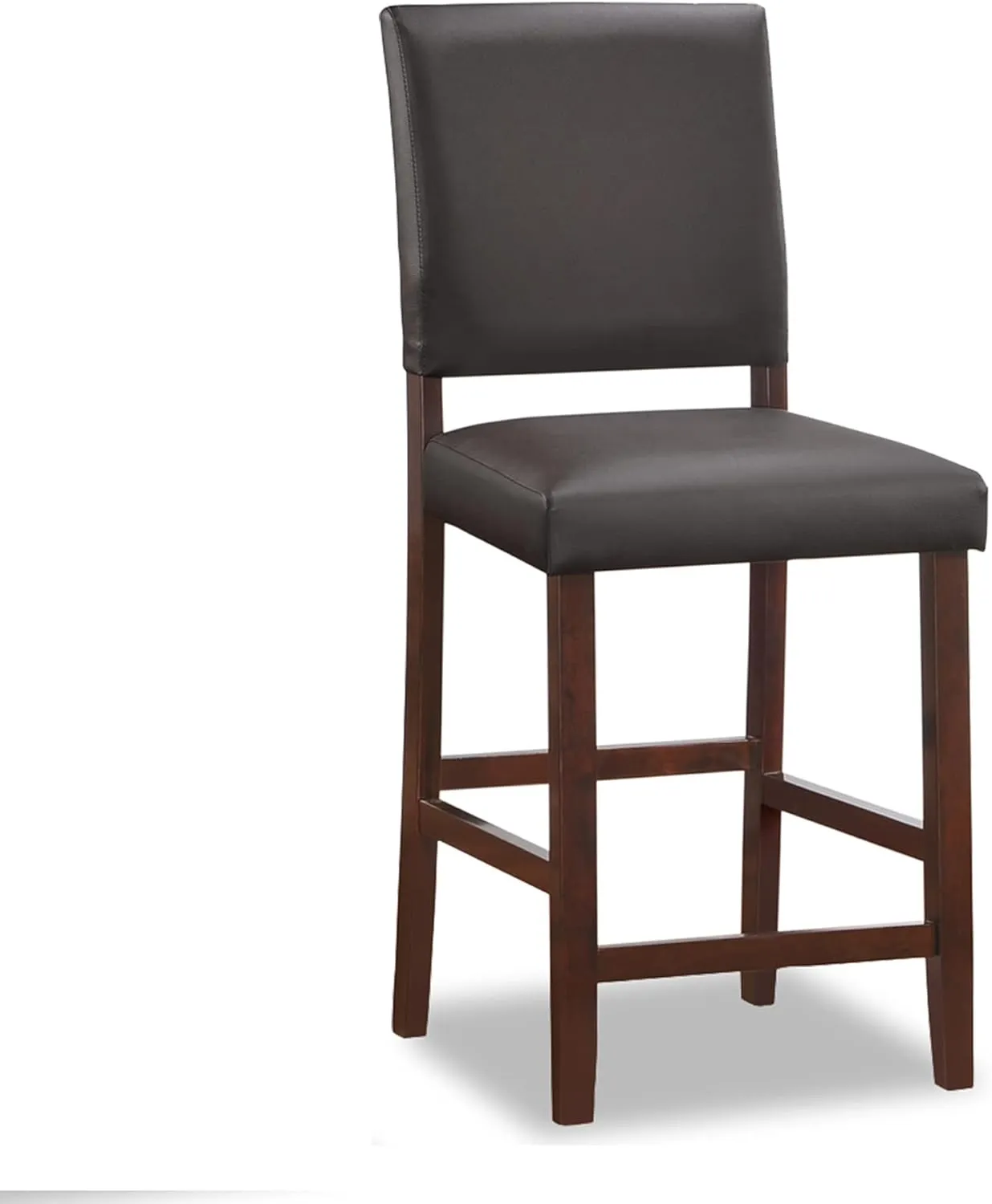 Leick Home Brax Counter Height Stool with Upholstered Back and Wood Base – Set of 4 for Elevated Kitchen Counters, High Top Tables, and Bars – Modern Chairs in Cappuccino and Ebony, 214924