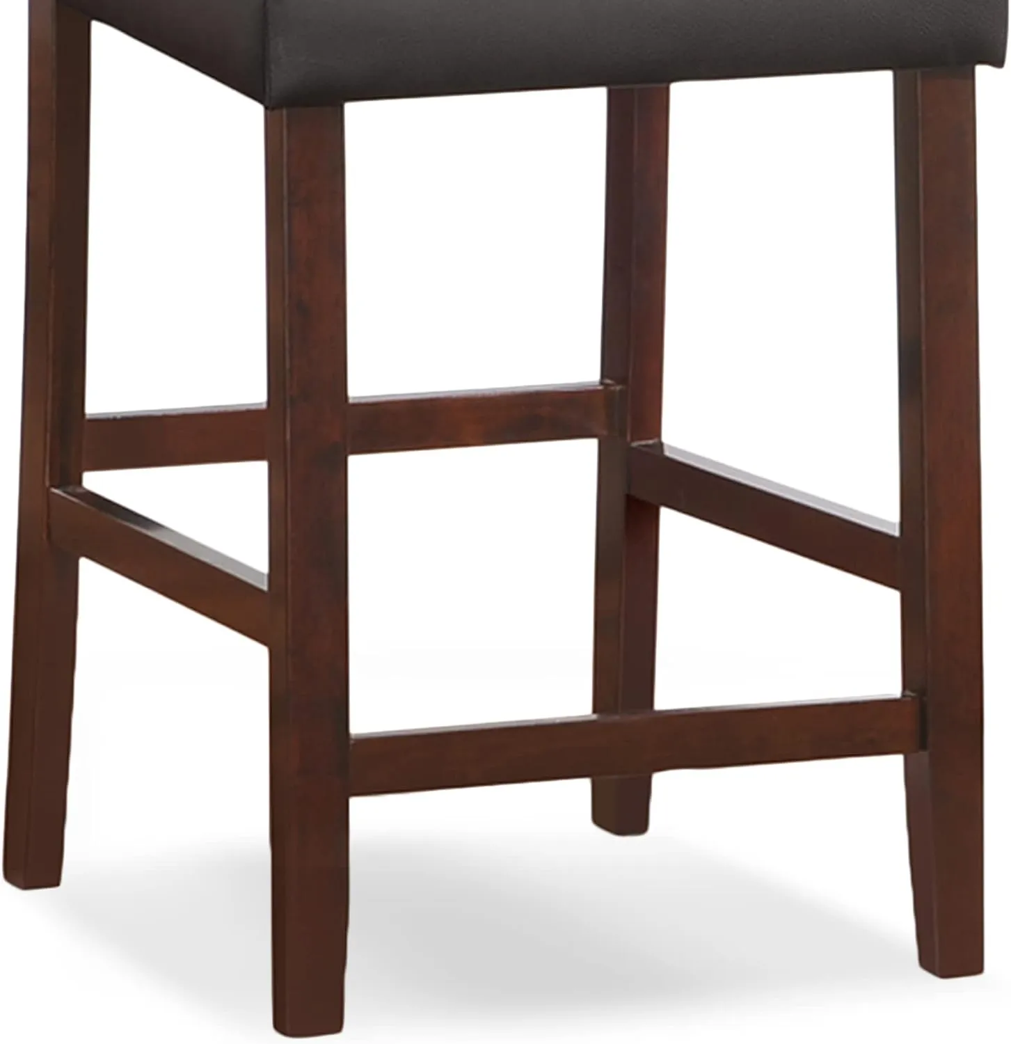 Leick Home Brax Counter Height Stool with Upholstered Back and Wood Base – Set of 4 for Elevated Kitchen Counters, High Top Tables, and Bars – Modern Chairs in Cappuccino and Ebony, 214924