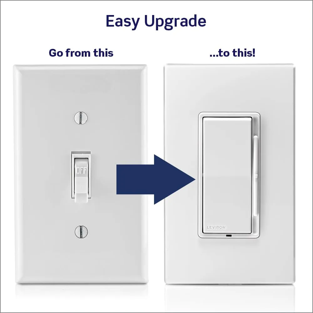 Leviton Decora Slide Dimmer Switch for Dimmable LED, Halogen and Incandescent Bulbs, DSL06-1LZ, White with Ivory and Light Almond Faceplates