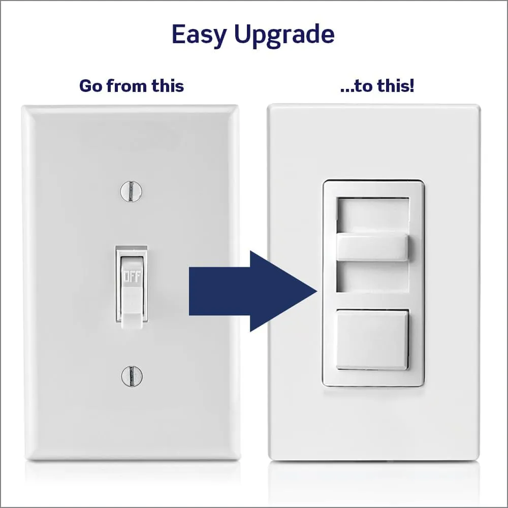 Leviton IllumaTech Dimmer Switch for Dimmable LED, Halogen and Incandescent Bulbs, IPL06-10Z, White with Ivory and Light Almond Faceplates