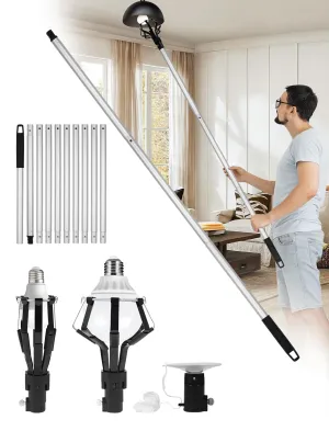 Light Bulb Changer for High Ceilings, Lightweight Light Bulb Changer,High Reach Light Bulb Changer Reach up to 18FT,High Ceiling Light Bulb Changer with Pole-12FT Extension Pole