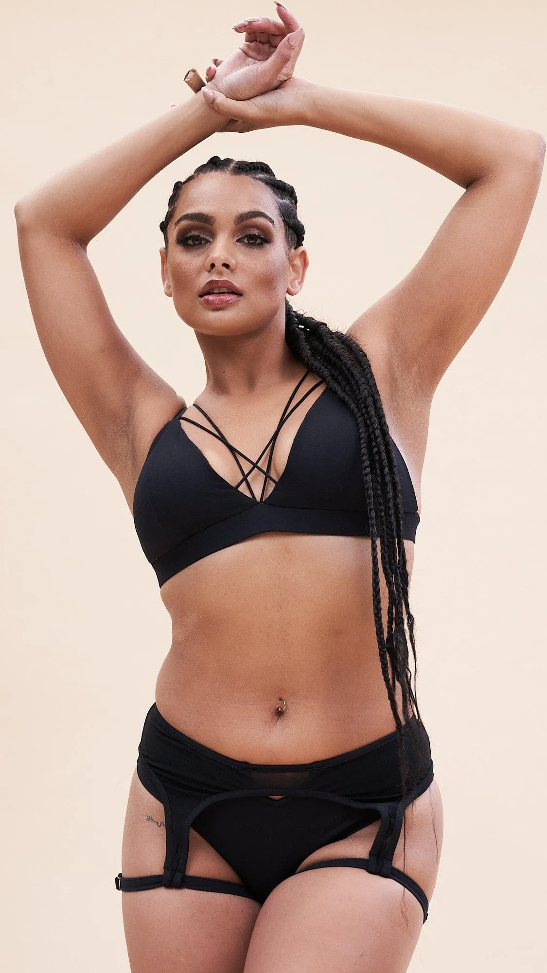 Lily Bra - Strappy Criss Cross Triangle Bra Recycled Black