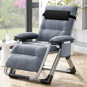 LILYPELLE Comfy Folding Chair, Folding Lounge Chair for Bedroom and Living Room, Folding Reclining Patio Chairs with Removable Cushion for Indoor Outdoor
