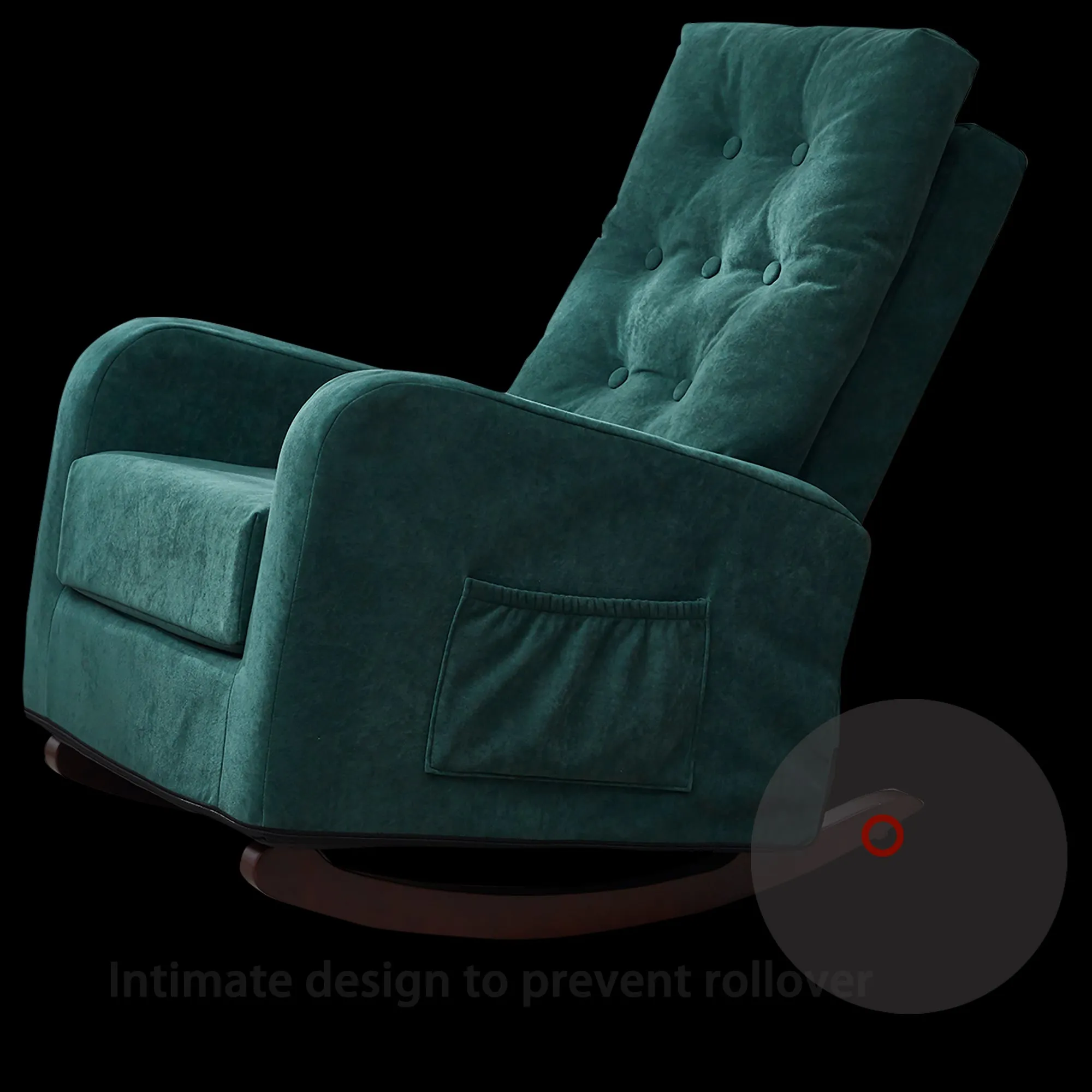 Living Room Chair Lazy Recliner Comfortable Fabric High Back Armchair- Antique Green