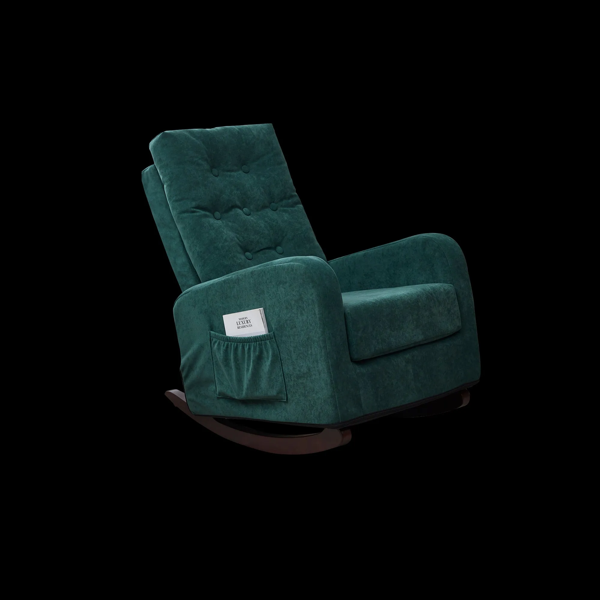 Living Room Chair Lazy Recliner Comfortable Fabric High Back Armchair- Antique Green