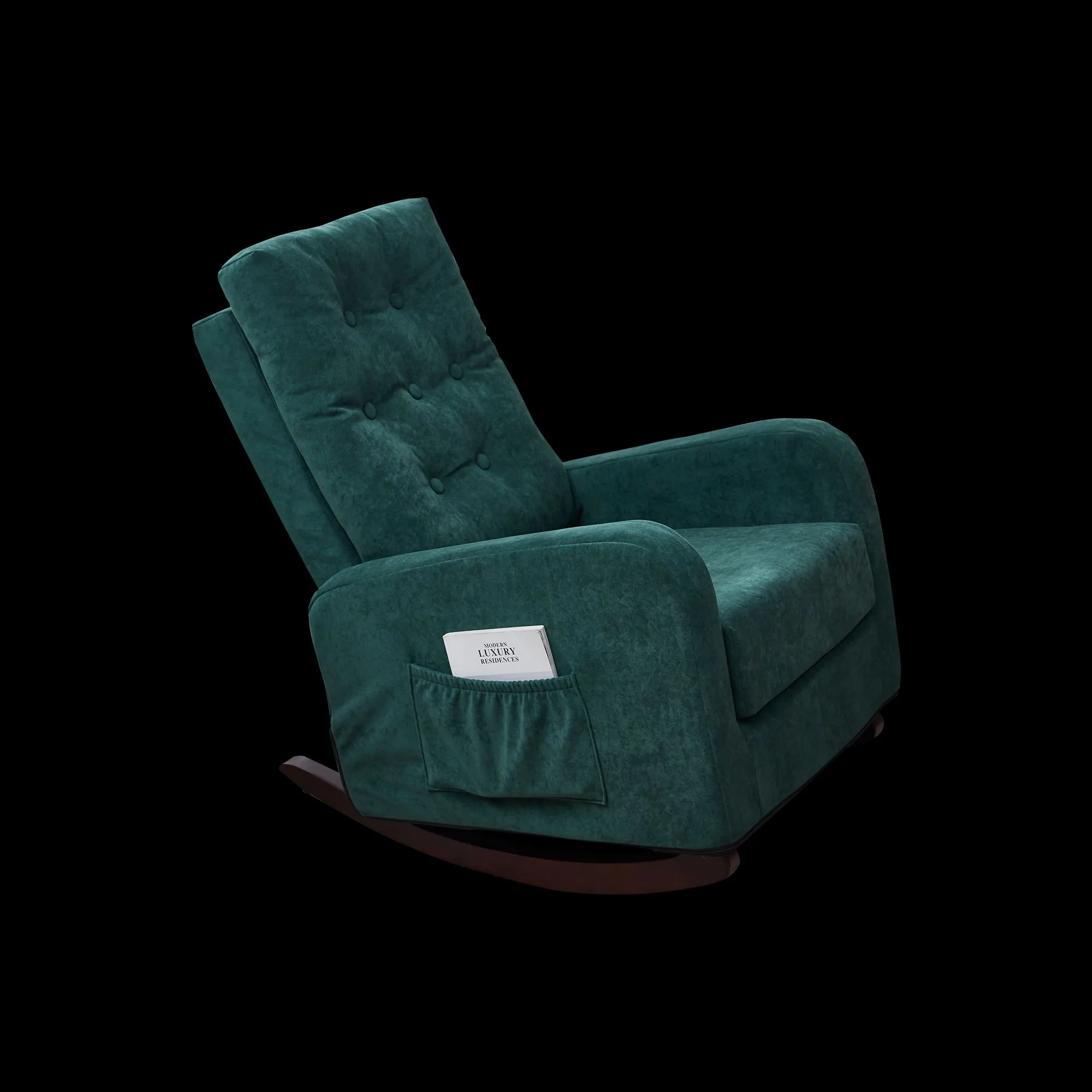 Living Room Chair Lazy Recliner Comfortable Fabric High Back Armchair- Antique Green