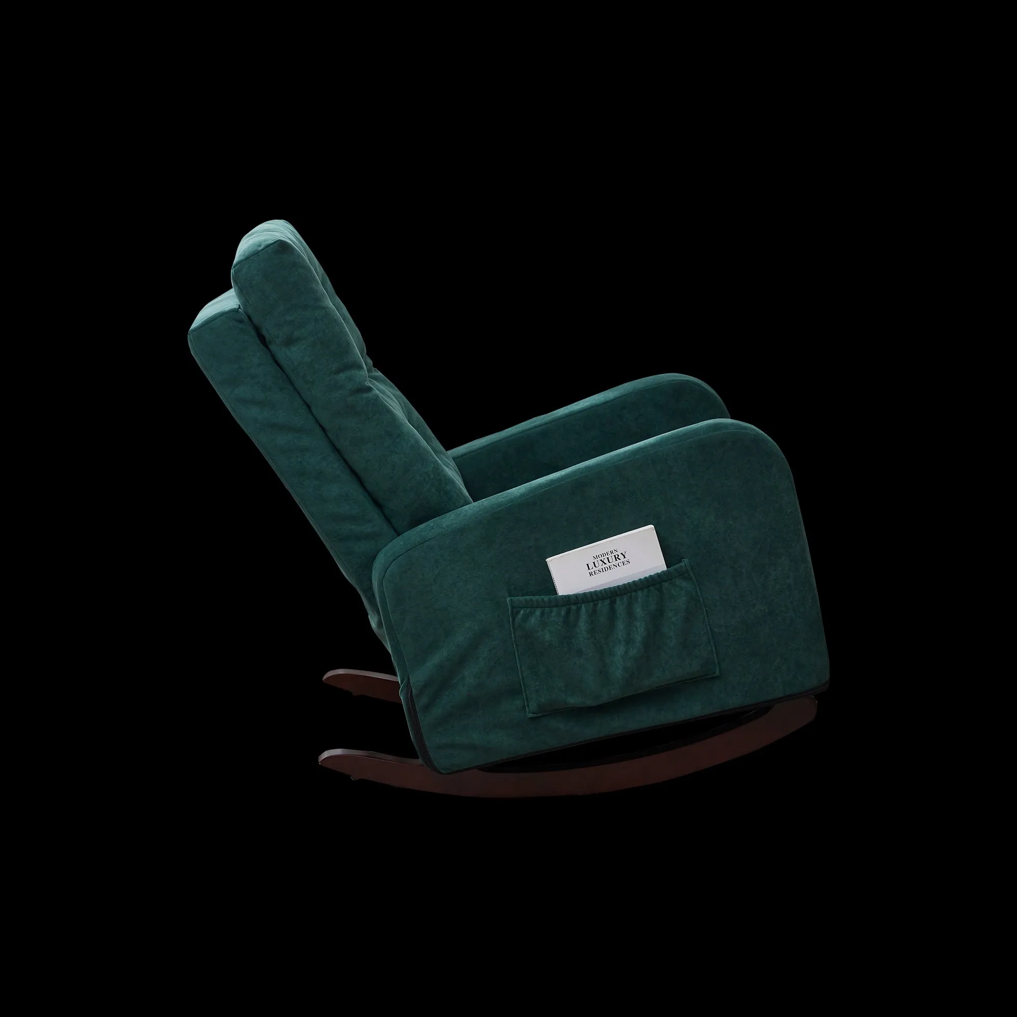 Living Room Chair Lazy Recliner Comfortable Fabric High Back Armchair- Antique Green
