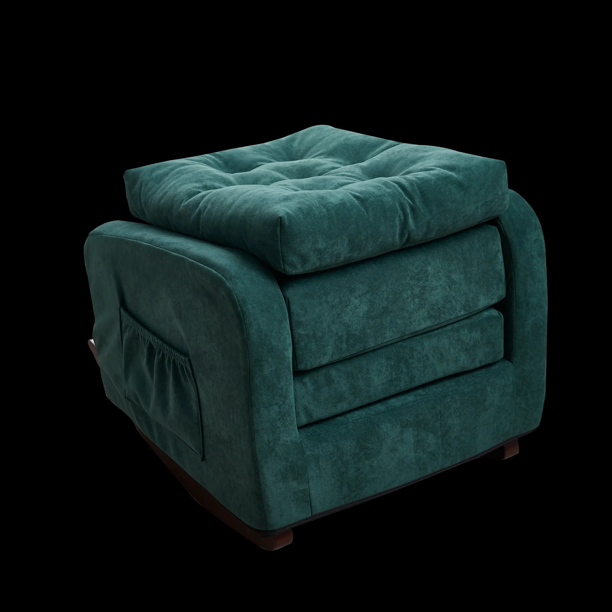 Living Room Chair Lazy Recliner Comfortable Fabric High Back Armchair- Antique Green