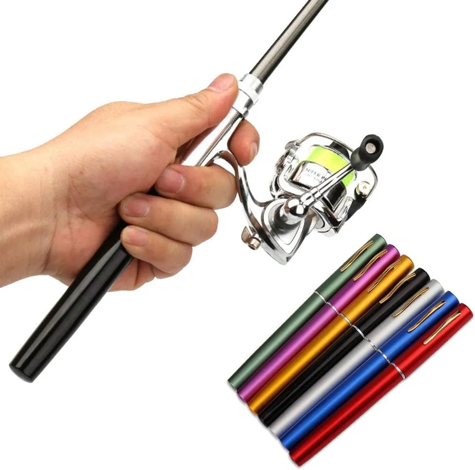 Lixada Collapsible Mini Pen Fishing Pole Kit - Telescopic Fishing Rod Spinning Reel Combo Kit