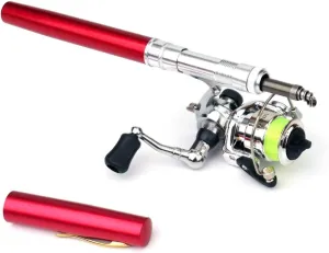 Lixada Collapsible Mini Pen Fishing Pole Kit - Telescopic Fishing Rod Spinning Reel Combo Kit