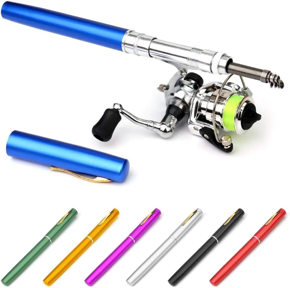 Lixada Collapsible Mini Pen Fishing Pole Kit - Telescopic Fishing Rod Spinning Reel Combo Kit