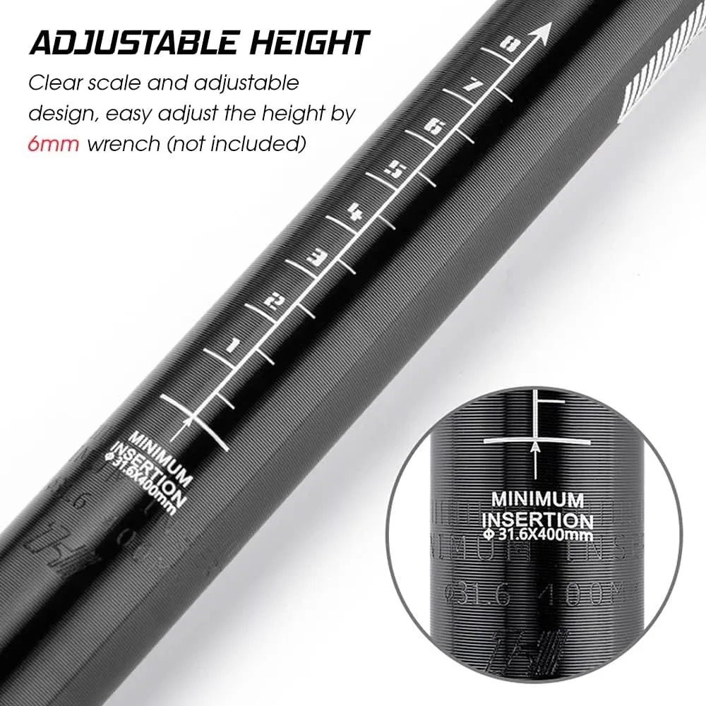 Lixada Seat Post 27.2/30.9/31.6, Bike Seat Post Shock Absorbent, Suspension Seatpost Adjustable, Aluminum Alloy Bike Seat Pole