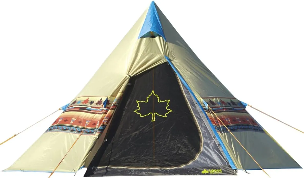 LOGOS Navajo Tepee Tent, 3 Person, Yellow, Rectangular, Compact, All Seasons, Camping
