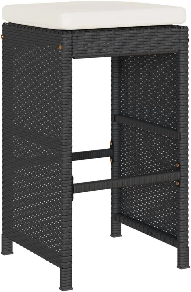 Lounging Chair Camping Chair Beach Chair Lounge Chair - Patio Bar Stools with Cushions 6 pcs Black Poly Rattan for Terrace Park Outside Garden