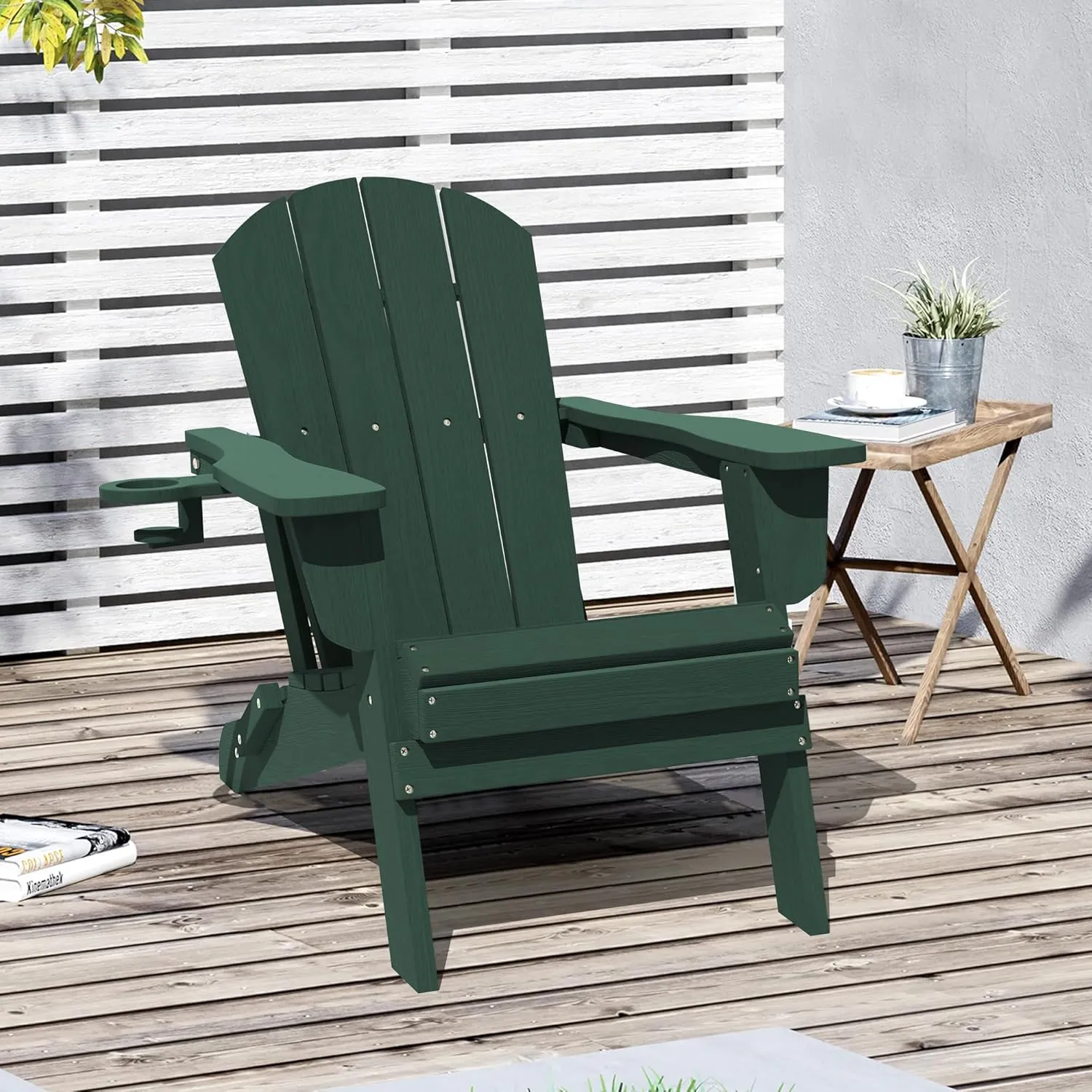LOUNZY Folding Adirondack Chair, Green